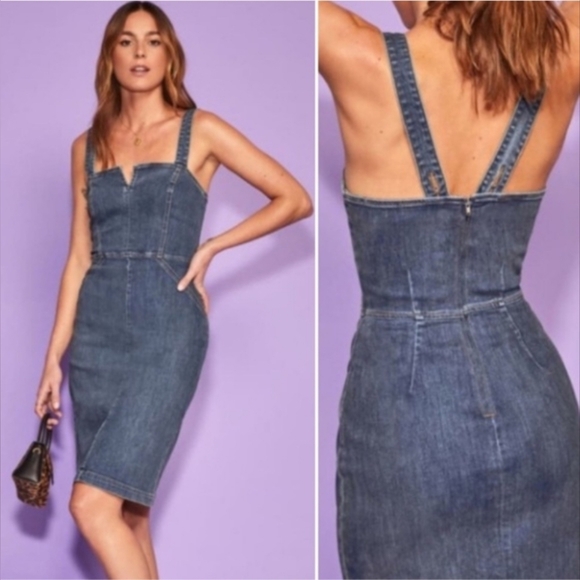 Reformation Dresses & Skirts - NWT Reformation Romi Denim Midi Dress in Brisbane Size 4 Blue